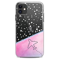 TPU Case Compatible with iPhone 15 14 13 12 11 Pro Max Plus Mini Xs Xr X 8+ 7 6 5 SE Abstract Plane Flexible Silicone Stars Art Pink Geometric Print Girls Slim fit Clear Design Woman Cute Cute