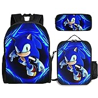 3Pcs Backpack Set Large Capacity Cartoon Bookbag with Insulated Lunch Box And Pencil Case Pouch for Teen Boys Girls Style-2