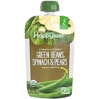 Happy Family Baby Clearly Crafted Stage 2 Green Beans, Pears & Spinach, 8 Count