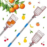 2 Pieces Fruit Picker Tool Lightweight Stainless Steel Adjustable Fruit Picker with Big Basket for Apple Pear Cherry Guava Avocados Fruit Picking Getting (8 ft)