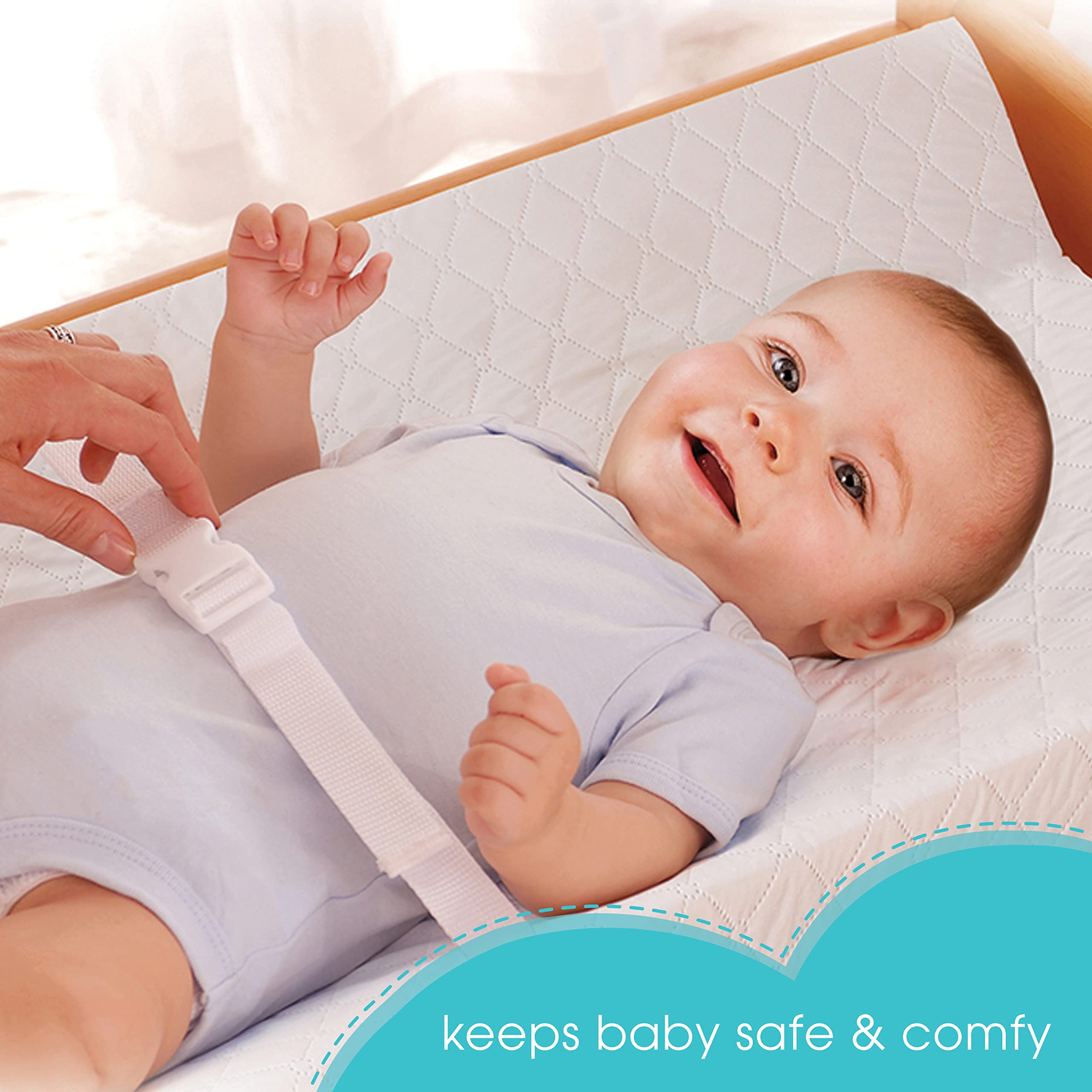 Summer Contoured Changing Pad – Includes Waterproof Changing Liner and Safety Fastening Strap with Quick-Release Buckle