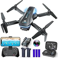 Mini Drone with Camera, 1080P HD FPV Foldable RC Quadcopter with 90° Adjustable Lens, Gestures Selfie, One Key Start, Altitude Hold, 360° Flip, 2 Batteries, Toys Gifts for Kids, Adults, Beginner
