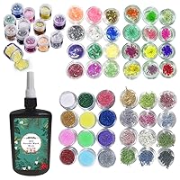 Crystal Clear UV epoxy Resin with Decoration kit, 250ml Resin with 60 Decorations Sets Including Dried Flowers Coral Flowers Sequins Glitter glassine, Multicolored