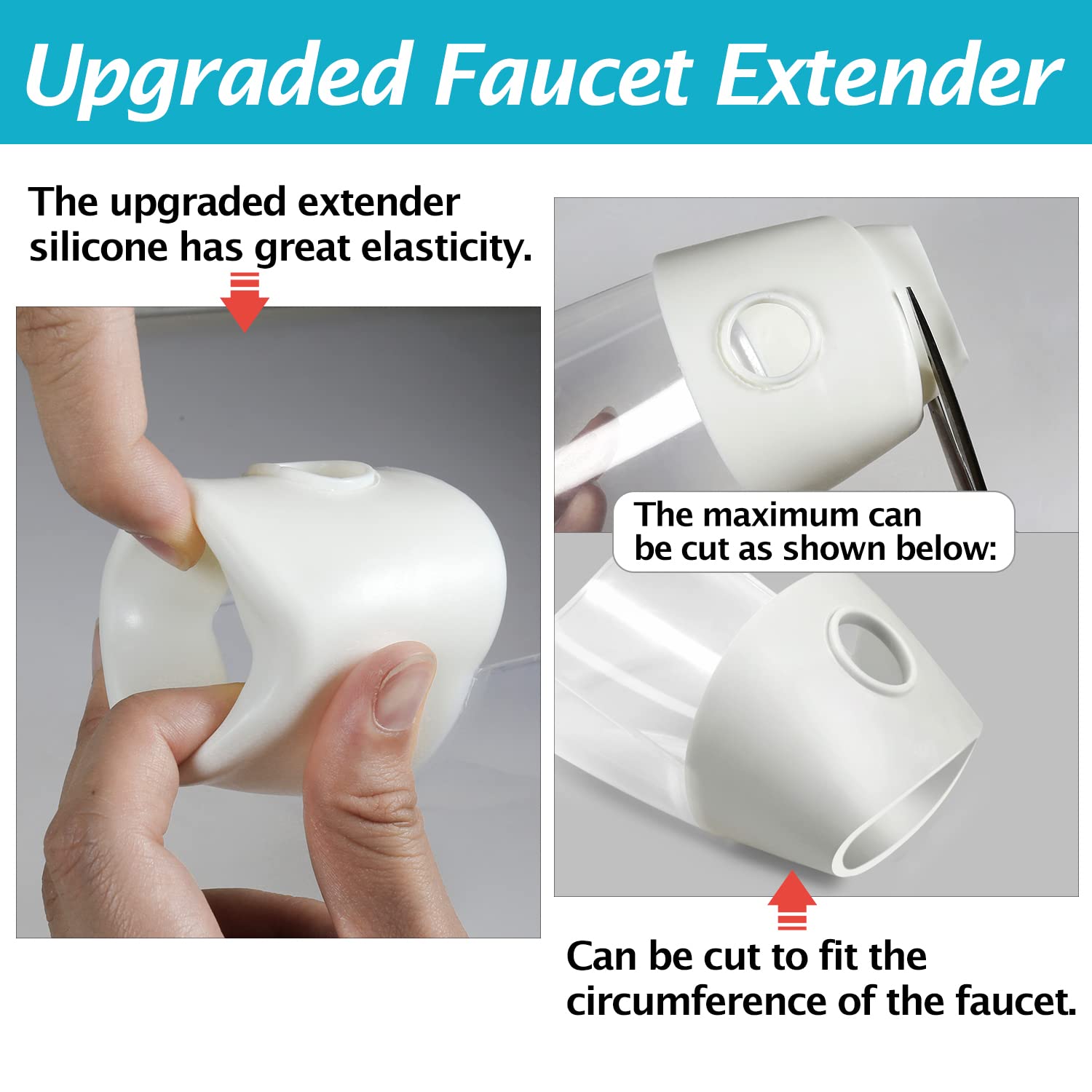 Faucet Extender, 2 Pack Faucet Extender for Toddlers, Bath Tub Faucet Extender for Kids Baby Children Hand Washing, Bathroom Kitchen Sink Spout Extender for Faucet, Fits Most Faucets (White)