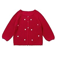 iiniim Baby Girls Knitted Cardigan Toddler Button Closure Long Sleeve Heart Sweaters Fall Winter Outerwear