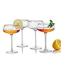 Lysenn Vintage Coupe Glasses Set of 4 - Hand Blown Gold Rim Martini Glasses - for Your Next Cocktail & Champagne Party - 9fl oz