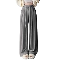 Womens Loose Fit Casual Pants Fit Baggy Clothes High Waist Drawstring Waist with Pockets Loose Cargo Dress Pant