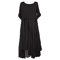 Ladies Women Italian Lagenlook 2 Piece Flare Long Midi Maxi Dress Teabag Cotton Crop Shrug Top One Size