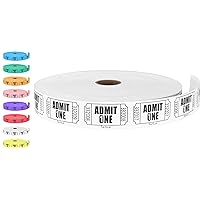 Tacticai 2000 Raffle Tickets, Admit One, White (8 Color Selection), Single Roll, Ticket for Events, Entry, Class Reward, Fundraiser & Prizes