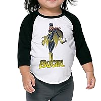 KIMBER Autumn Kids Toddler Batgirl with Shuriken Crew Neck 3/4 Sleeves Raglan T Shirts Black US Size 2 Toddler