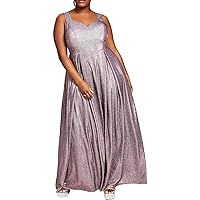 B. Darlin Womens Plus Metallic Prom Evening Dress