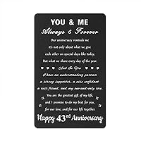 Personalized 43rd Anniversary Card Gifts - 43rd Anniversary Card, 43 Year Wedding Anniversary Engraved Wallet Card