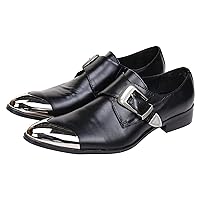 Loafers Men Smoking Slipper Leather Metal Tip Buckle Moccasin Mens Dress Shoes