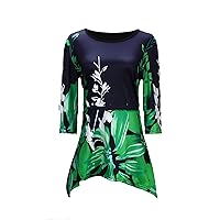 Andongnywell Women's Fashion Half Sleeve T-Shirt Floral Print Ladies Casual Hedging Printed Top Blouse