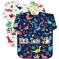 Kids Art Smocks Toddler Smock Waterproof Artist Painting Aprons Long Sleeve with 3 Pockets for Age 2-6 Years