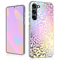 MYBAT PRO Slim Cute Case for Samsung Galaxy S23 Plus Case 6.6 inch, Mood Series Clear Stylish Glitter Shockproof Non-Yellowing Protective Cover for Women Girls, Holographic Leopard