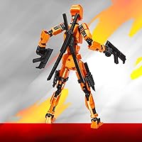 (Assembly Completed) T13 Action Figure,Titan 13 Action Figure,Upgrade 7.1'' Dummy 13 Action Figure,Lucky 13 Action Figure, 3D Printed Multi-Jointed Movable Lucky 18，Gift for Children (Orange)
