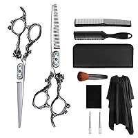 Professional Barber Kit Scissors,6 Inch Hairdressing Scissors, Thinning Shears for Home,Hair Cutting Scissors Set,for Men Women Home Salon Barber Cutting Kit