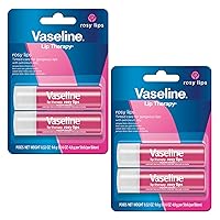 Vaseline Lip Therapy Care Rosy, Fast-Acting Nourishment, Ideal for Chapped, Dry, Cracked, or Damaged Lips, Lip Balm, 2-Pack of 2, 0.16 Oz Each, 4 Lip Balms