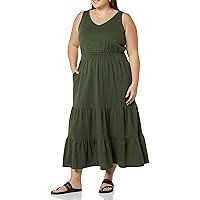 Amazon Essentials Women's Sleeveless Elastic Waist Summer Maxi Dress (Available in Plus Size)