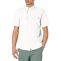 HUK Back Draft Solid Short Sleeve Button, Vented Fishing Shirt for Men