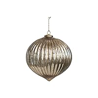 Creative Co-Op 11' Round x 12' H Pleated Mercury Glass Ornament, Gold Finish
