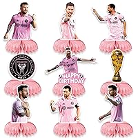 𝓜𝓮𝓼𝓼𝓲 Birthday Decorations 9Pcs 𝓜𝓮𝓼𝓼𝓲 Birthday Party Decorations Pink Miami Honeycomb Centerpieces Double Sided 3D Table Party Centerpieces Birthday Decorations for Soccer Fans