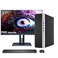HP EliteDesk Small Form Factor PC with New 27 Inch Monitor, Intel Core i5 up to 3.6 GHz, 16GB DDR4 1000GB (1TB) SSD, Win 10 Pro 64- (Renewed)