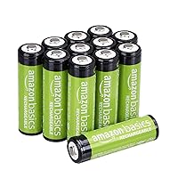 Amazon Basics 12-Pack Rechargeable AA NiMH Performance Batteries, 2000 mAh, Recharge up to 1000x Times, Pre-Charged