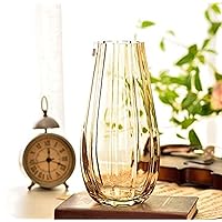 Glass Flower Vase Multicolor Vases,Crystal Clear Transparent Planter Hydroponics Plant Flowers Vase,for Home Office Wedding Holiday Party Celebrate Anniversary Table Decoration 25.5cm Yellow