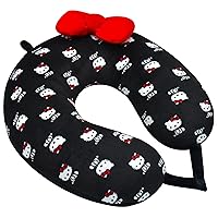 FUL Hello Kitty Neck Pillow Support, Portable Travel Car Pillow for Sleep, Black
