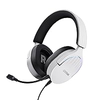 Trust Gaming GXT 490W Fayzo 7.1 USB Gaming Headset Surround Sound, 50mm Drivers, 2m Cable, 35% Recycled Plastics, RGB Over-Ear Wired Headphones with Noise Canceling Microphone for PC - White