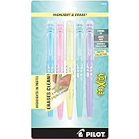 Pilot, FriXion Light Pastel Erasable Highlighters, Chisel Tip, Pack of 5, Pastel Blue, Pink, Yellow, Green & Purple