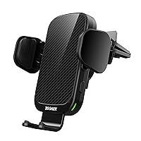 ZOOAUX Wireless Car Charger Vent Mount, 15W Fast Charging Auto-Clamping Car Mount, Air Vent Car Phone Holder for iPhone 15/15 Pro/14/13 Pro/XS/XR/X/8,Samsung S24/S23/22/S21/S10 (Black)