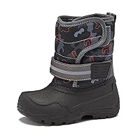 LONDON FOG Dex Boys Snow Boots - Insulated Waterproof Winter Kids Snow Boots - Size Little Kid and Big Kid Size, Dinosaur or Camo Winter Boots for Boys 3 to 7