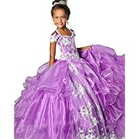 Girls Halter Lace Appliques Beaded Ruffled Ball Gowns Pageant Dresses 12 US Purple