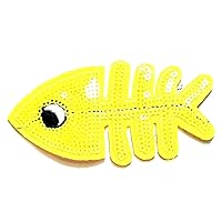 Nipitshop Patches Fashion Yellow Fish Bone Cartoon Embroidered Patches Embroidery Patches Iron On Patches Sew On Applique Patch for Men Women Boys Girls Kids