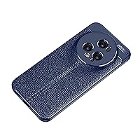 Compatible with Huawei Honor Magic5 Pro Case,Shockproof High Impact Tough Rubber Rugged Hybrid Case Protective Anti-Shock Shatter-Resistant Mobile Phone CaseLeather texture Slim Case ( Color : Blue )