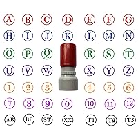 Custom 2 Characters A-Z Alphabet 0-9 Stamp Round Rubber Stamp Self Inking Initial Stamp Mini Stamper 15mm 5/8inch. 8 Colors to Choose