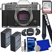 FUJIFILM X-T30 II Mirrorless Camera (Silver - Body Only) + SanDisk 64GB Ultra SDXC Memory Card, Manufacturer’s Accessories, 2x Replacement Batteries, High Speed Memory Card Reader & More (15pc Bundle)