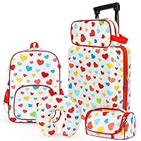 emissary Kids Luggage With Wheels For Girls, 5 Piece Luggage Set, Childrens Luggage For Girls With Wheels, Kids Suitcases With Wheels For Girls, Toddler Suitcase For Girls, Travel Luggage For Kids