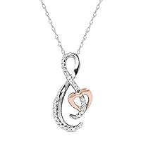 Sterling Silver 1/10ct TDW Diamond Open Infinity Heart Pendant Necklace Love Jewelry for Women Girl (I-J, I2)
