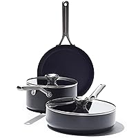 OXO Professional 5 Piece Cookware Pots and Pans Set, Hard Anodized Ceramic Nonstick PFAS-Free, Stainless Steel Handles, Induction Suitable, Diamond Reinforced Coating, Dishwasher and Oven Safe, Black