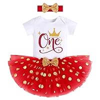 IBTOM CASTLE Crown Gold 1st 2nd 3rd Birthday Party Outfit Baby Girl Princess Tutu Skirt Clothes Set Cake Smash Photo Shoot