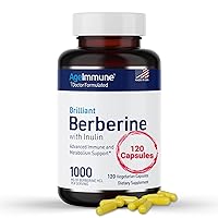 Berberine HCL 1000mg Supplement Complex with Inulin for Best Absorption. Each Capsule has 500mg of Berberine. Magnesium Stearate Free Herbal Supplements. (120 Capsules)