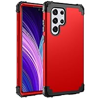 YEXIONGYAN-Shockproof Case for Samsung Galaxy S24 Ultra/S24 Plus/S24 3 Layer Heavy Duty Hard PC Case Cover Soft Silicone Bumper Drop Protective (S24 Ultra,Red)