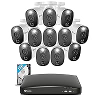 Swann Home DVR Security Camera System with 1TB HDD, 16 Channel 12 Camera, 1080p Video, Indoor or Outdoor Wired Surveillance CCTV, Color Night Vision, Heat Motion Detection, LED Lights, 1645812