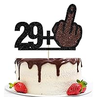29+1 Cake Topper, for Cheers to 30 Years, Happy 30th Birthday Cake Decorations, Funny Middle Finger 30th Birthday Decorations Black Glitter