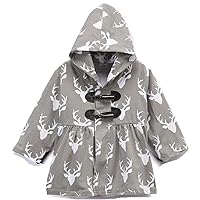 Little Girl Kids Long Sleeve Reindeer Print Cotton Girls Jacket Coat 2T-8
