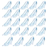 24 Pieces Mini Plastic Cinderella Slippers 3.5 Inch Glass Heels Princess for Wedding Birthday Party Table Favors Decoration (Blue)